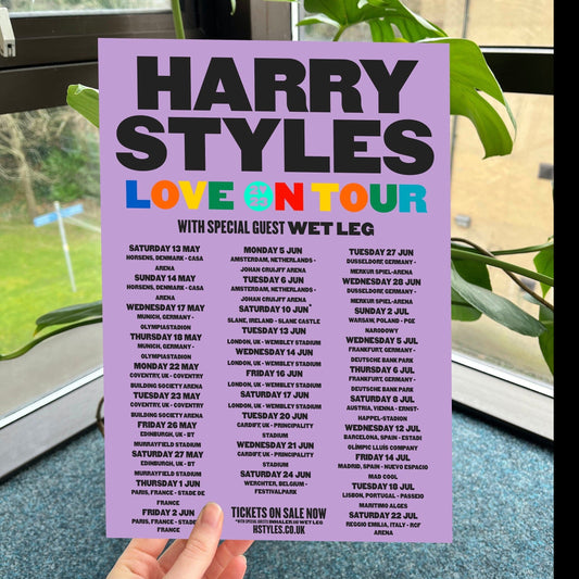 Harry Styles Love on Tour 2023 Tour Dates Poster A4