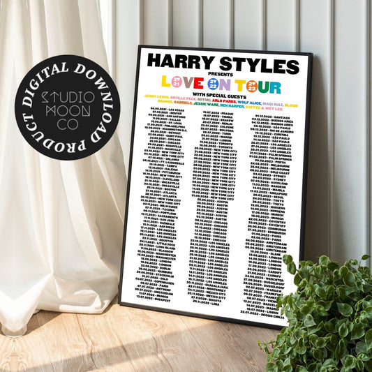 DIGITAL DOWNLOAD Harry Styles Love on Tour Complete Dates Poster 2021 2022 2023